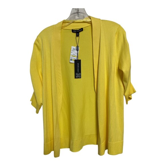 Cable & Gauge Yellow Open Front Cardigan – Women’s XL – NWT – Stein Mart Exclusi - Picture 1 of 6